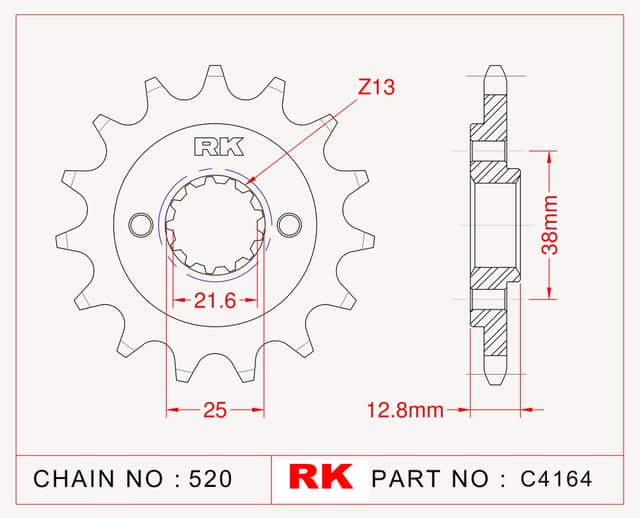Kawasaki KLR 650 RK Çelik Ön Dişli C4164-15