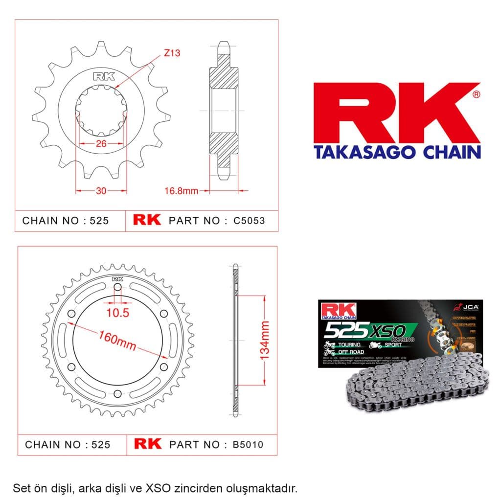Honda CBR 600 FS Rk Zincir Dişli Set 525 XSO RX-Ring 16/46T