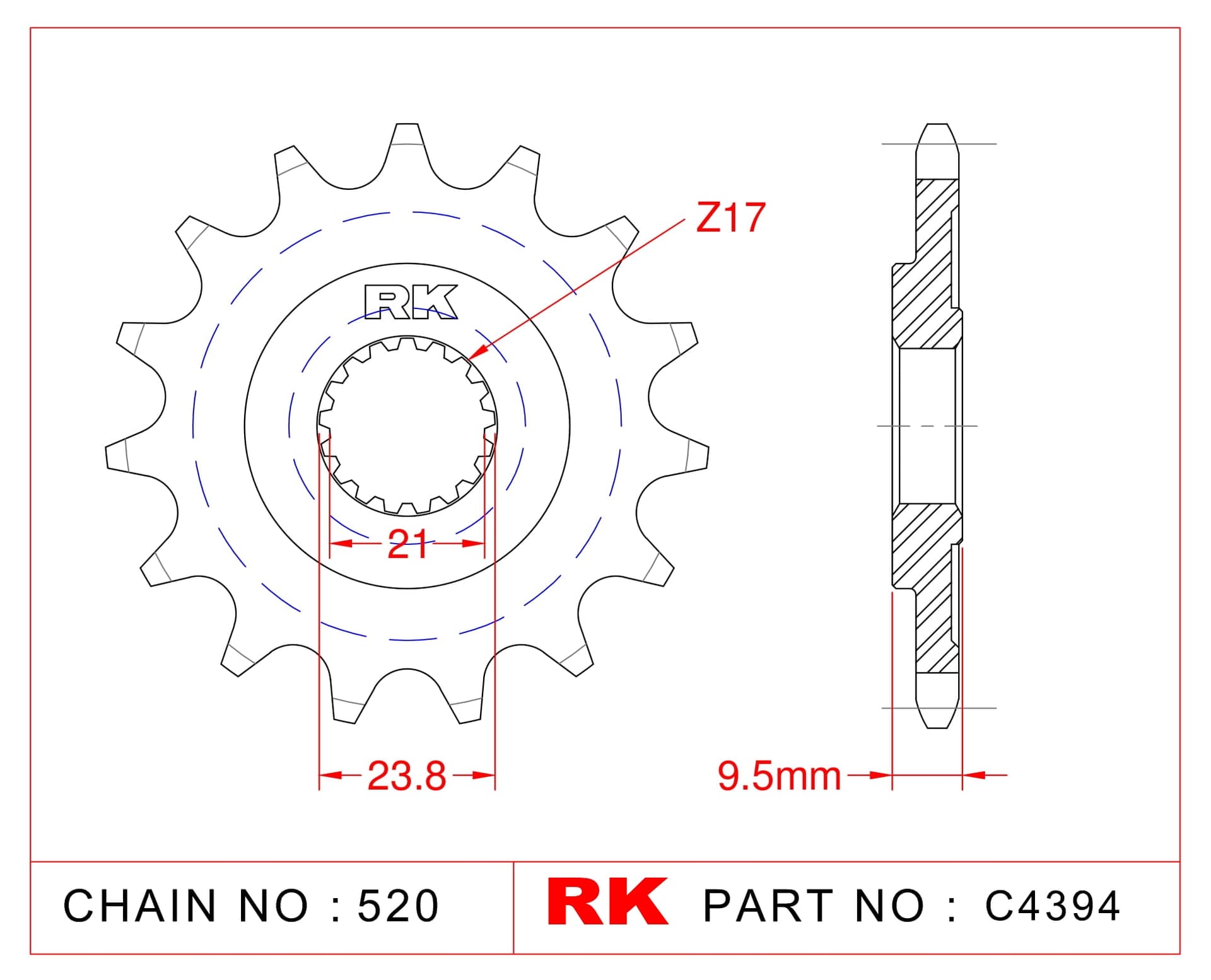 Honda CRF 450 X RK Çelik Ön Dişli C4394-13