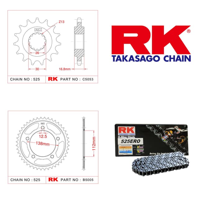 Honda CBR 650 F Rk Zincir Dişli Set 525 ERO O-Ring 15/42T