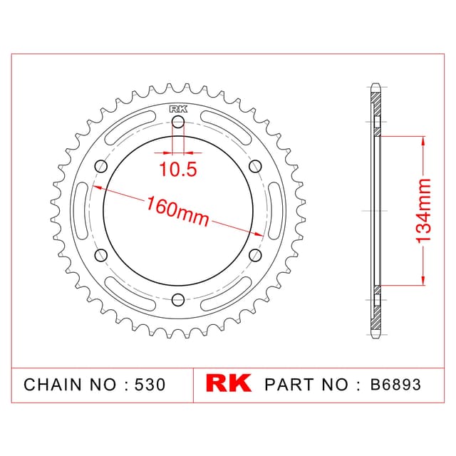 Honda CBR 954 RR RK Çelik Arka Dişli B6893-43