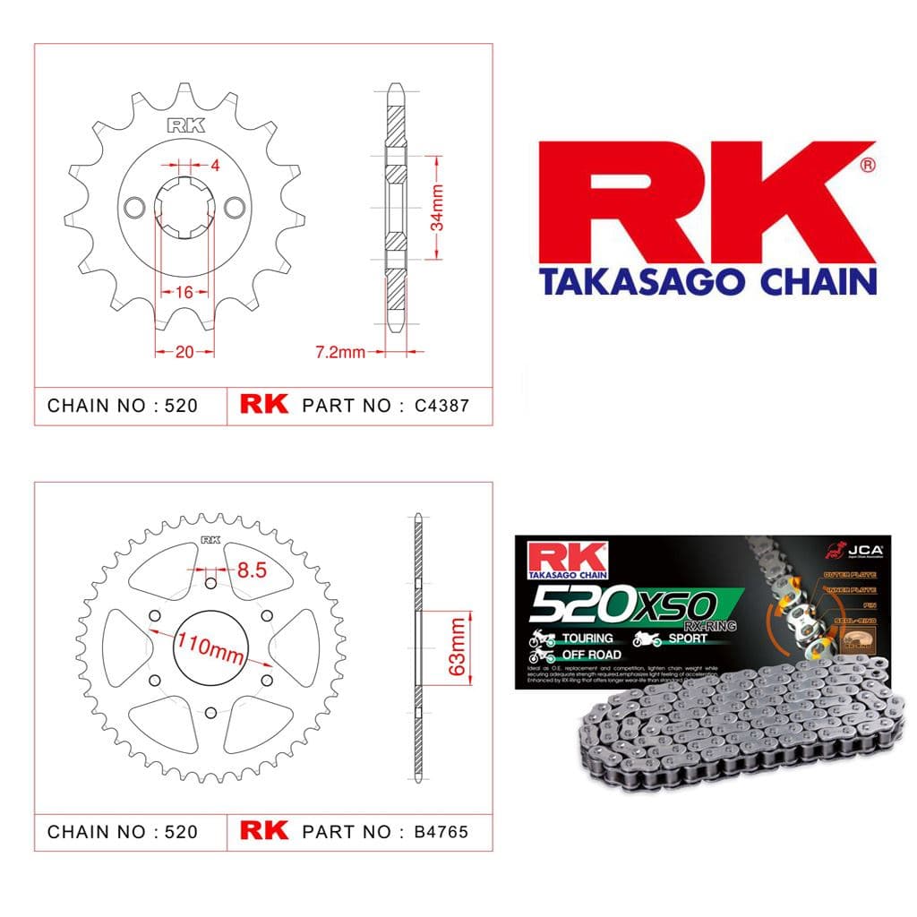 Ktm DUKE 200 Rk X-ring Zincir Dişli Set 520 XSO 110 L-14/42T