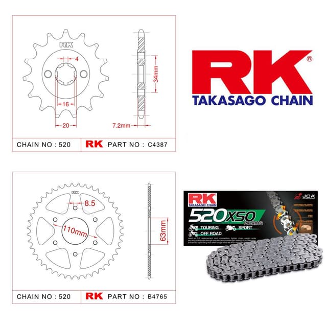 Ktm DUKE 200 Rk X-ring Zincir Dişli Set 520 XSO 110 L-14/42T