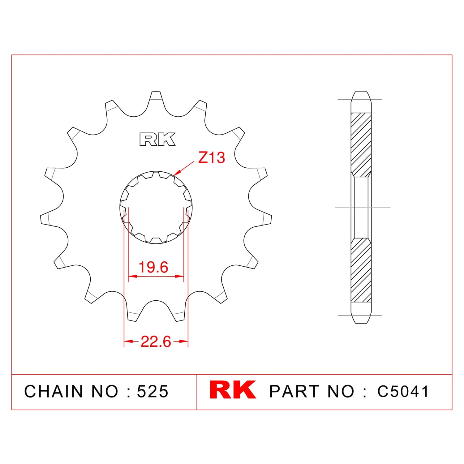 Kawasaki ZX-7 R / NINJA RK Çelik Ön Dişli C5041-16