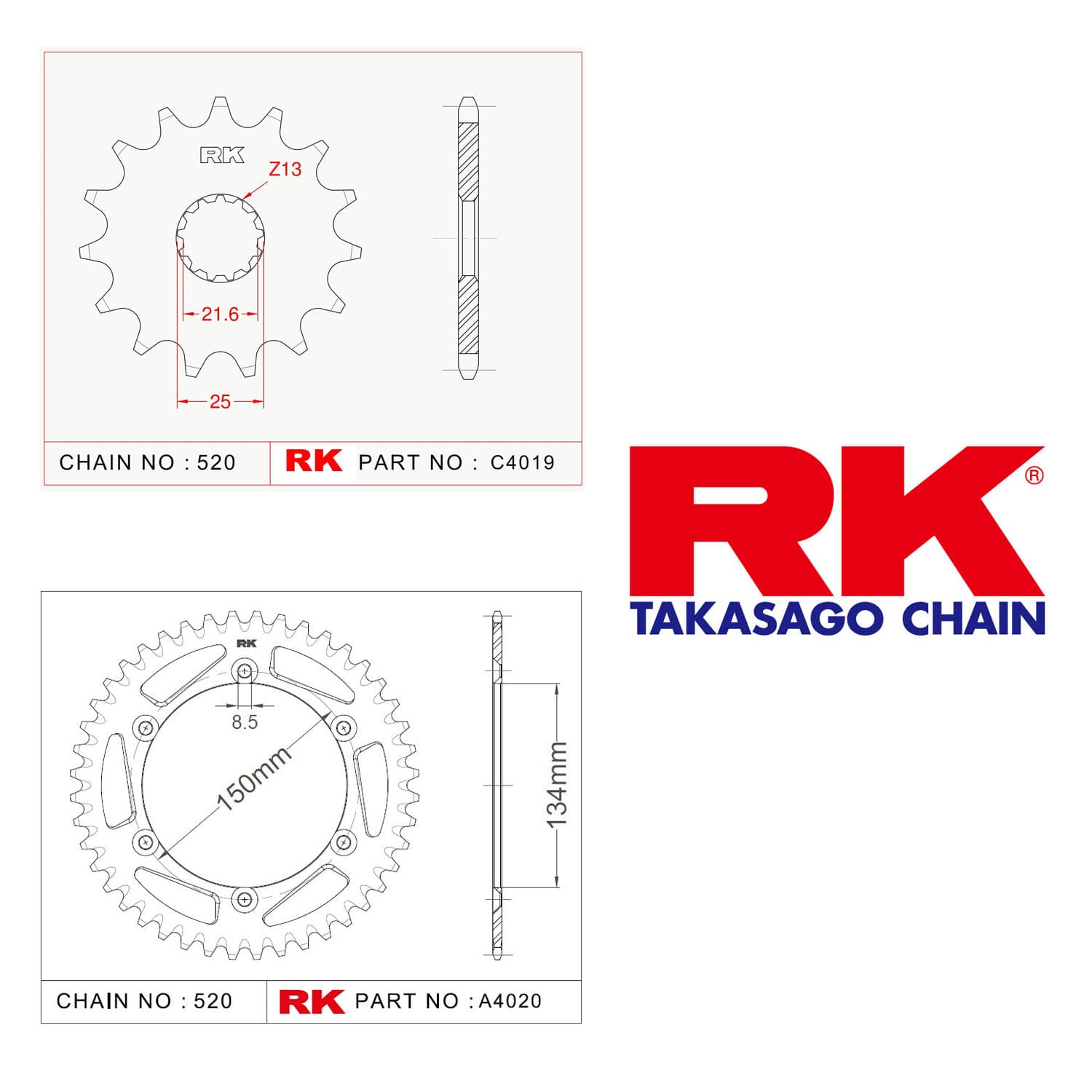 Kawasaki KX 250 Rk Ön Arka Dişli 520 - 15/46 T - görsel 2