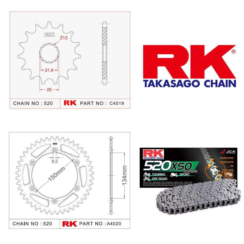 Kawasaki KX 250 Rk Ön Arka Dişli 520 - 15/46 T - görsel 4