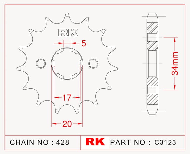 Honda CB 125 F  Ön RK Çelik Ön Dişli C3123-15
