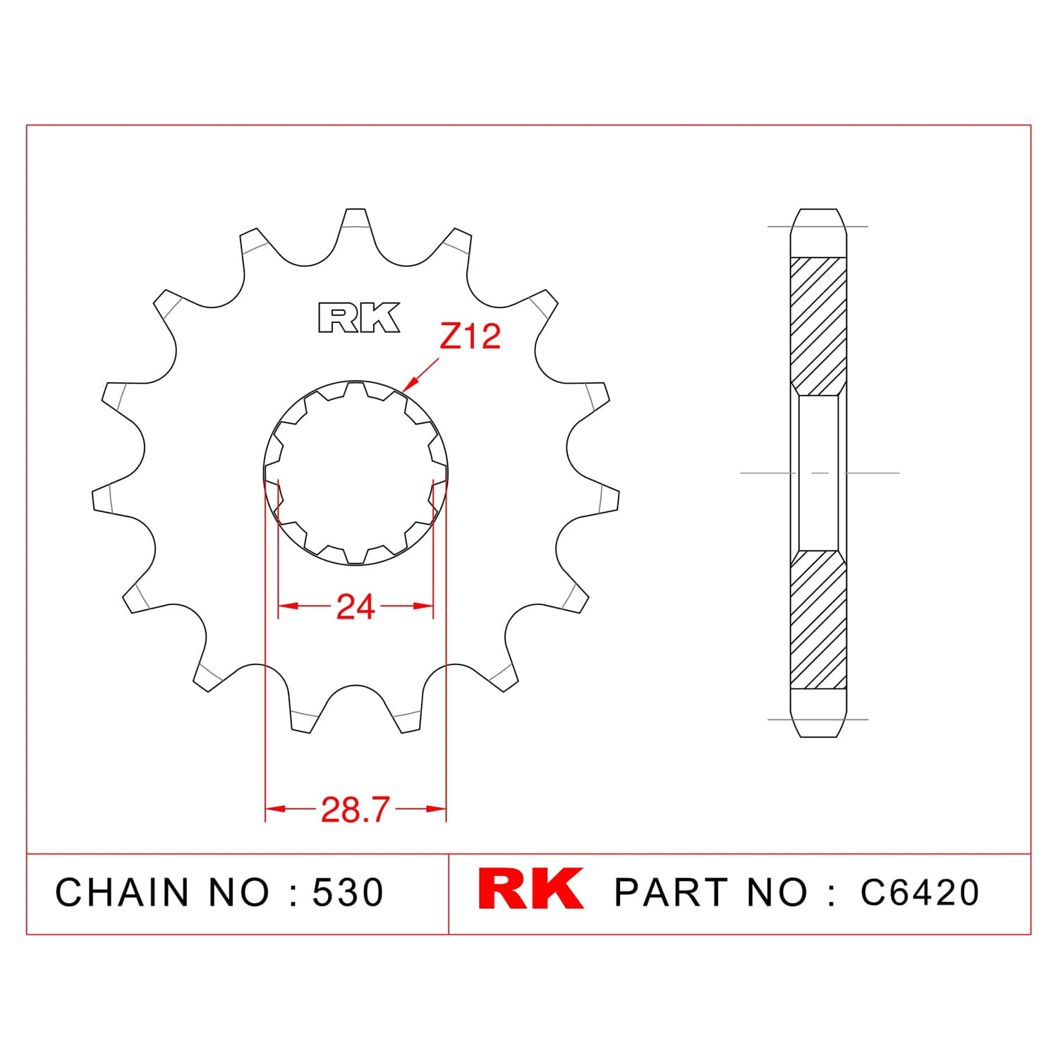 Kawasaki ZZR 1100 RK Çelik Ön Dişli C6420-17