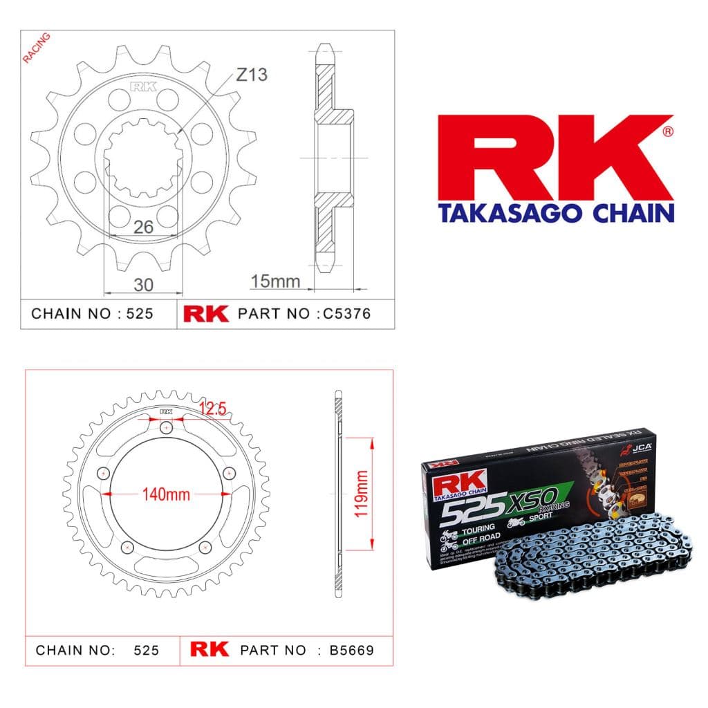 Bmw S 1000 RR Rk Zincir Dişli Set 525 XSO X-Ring 17/45T