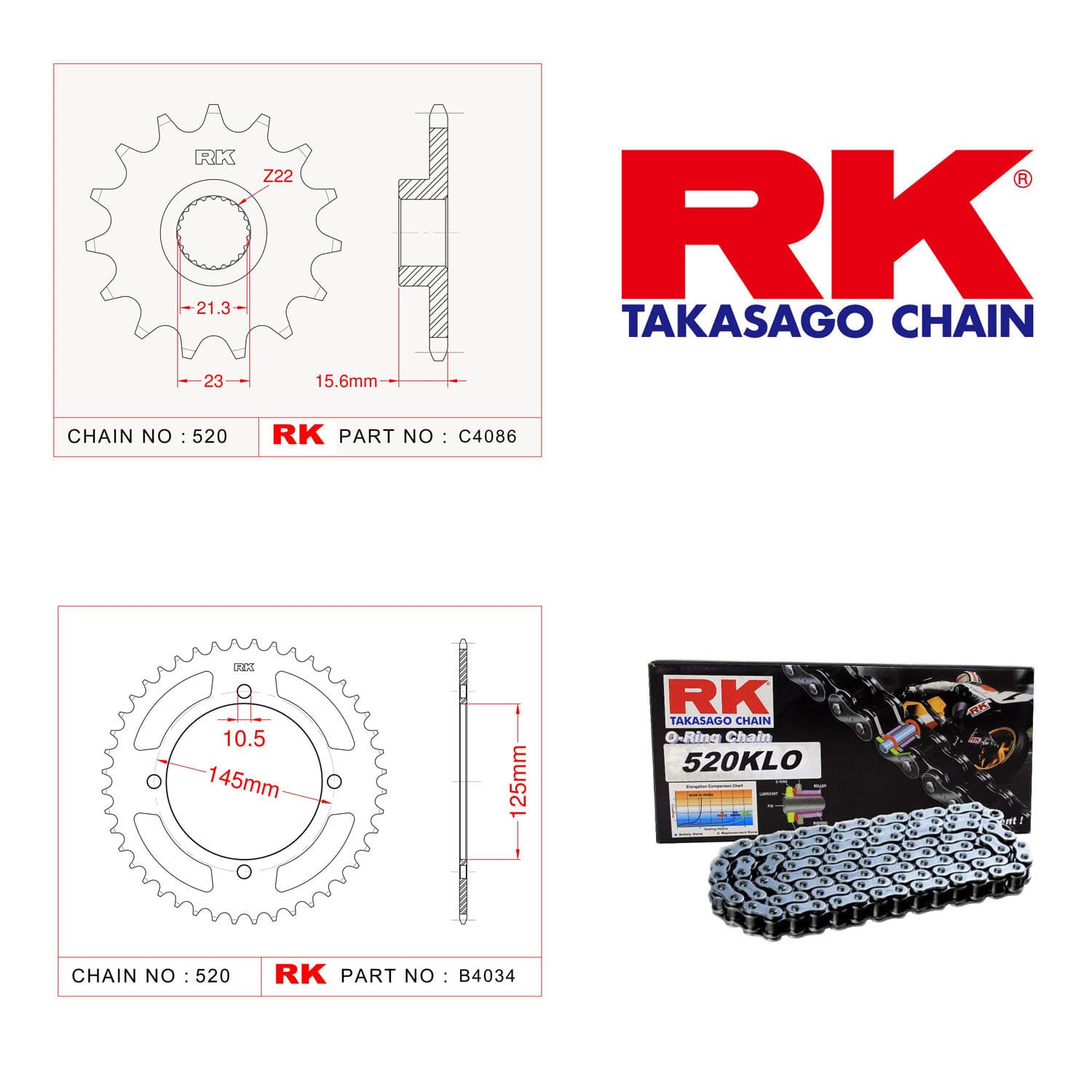Yamaha XT 600 E Rk Zincir Dişli Set 520 KLO O-Ring 15/45T
