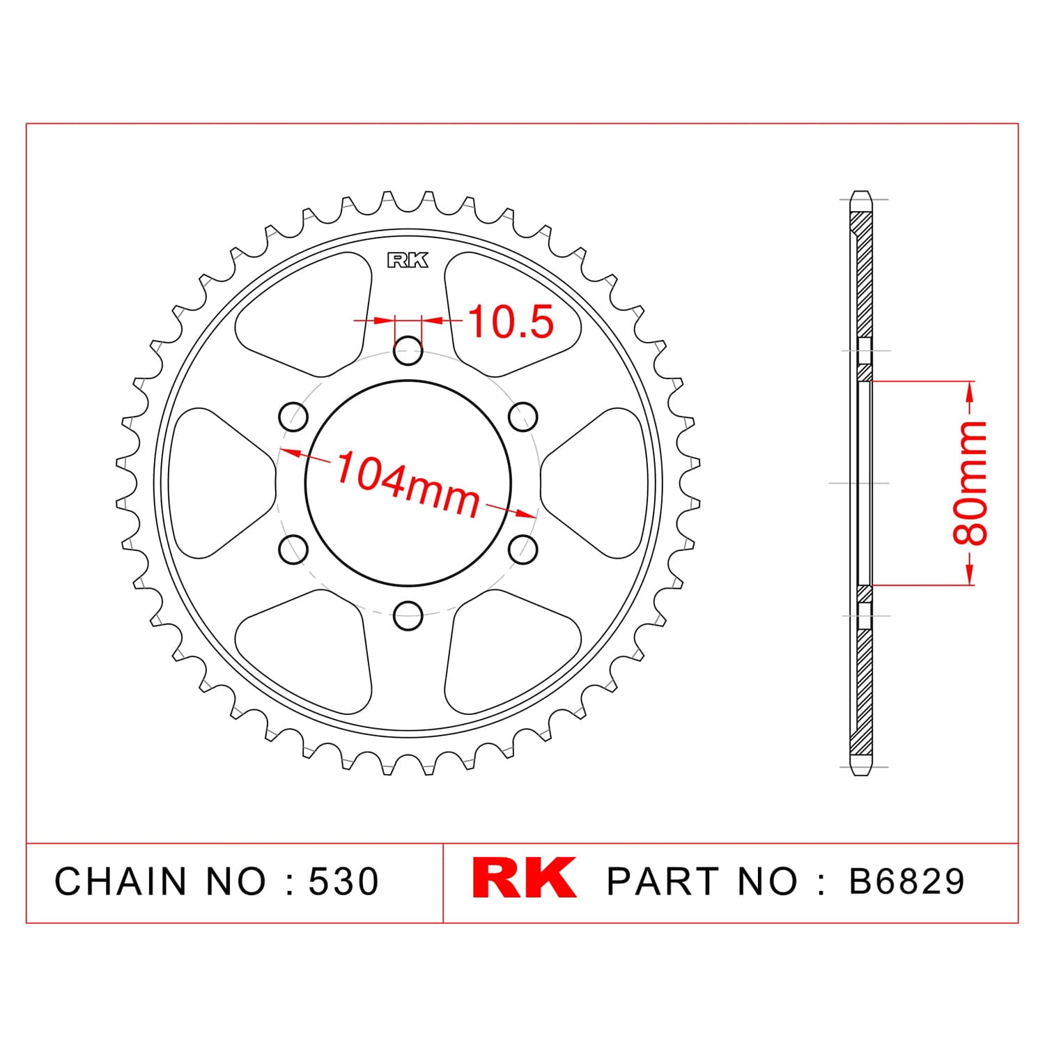 Kawasaki ZX-12 R RK Çelik Arka Dişli B6829-46