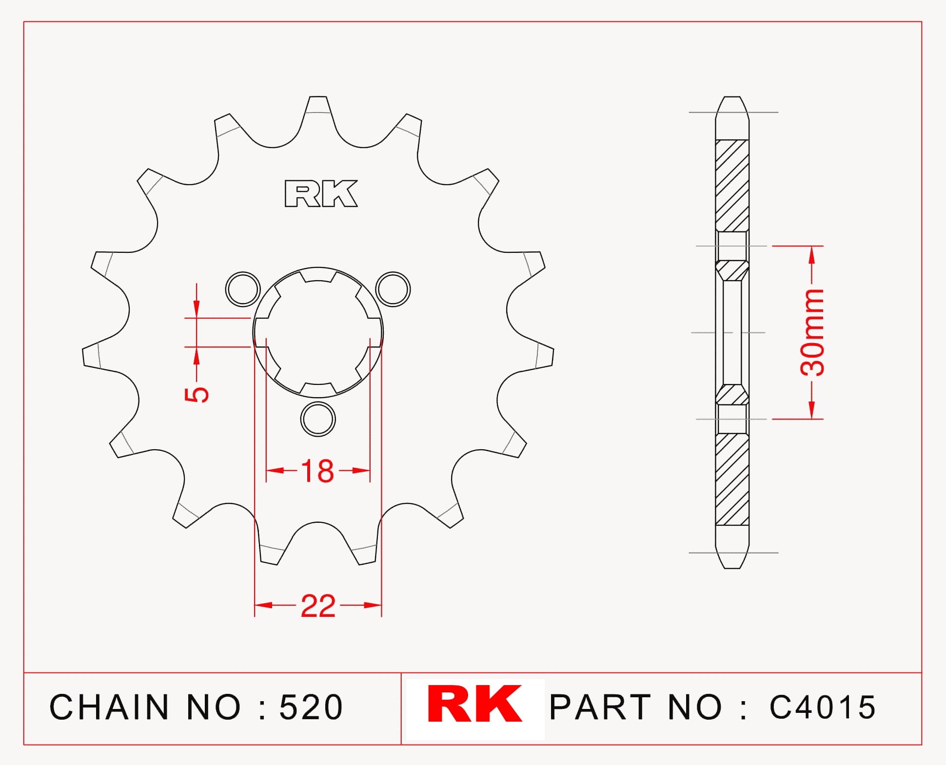 Kawasaki KX 125 RK Çelik Ön Dişli C4015-13