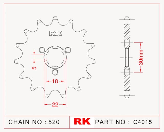 Kawasaki KX 125 RK Çelik Ön Dişli C4015-13