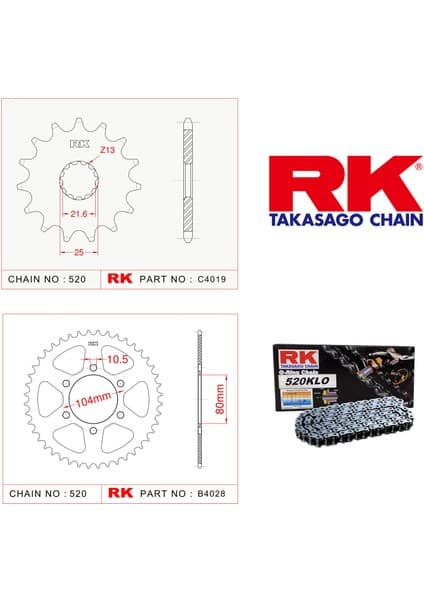 RK Kawasaki Er 6 F RK Dişli Set 520 Klo O-Ring 15/46T 2005 - 2011