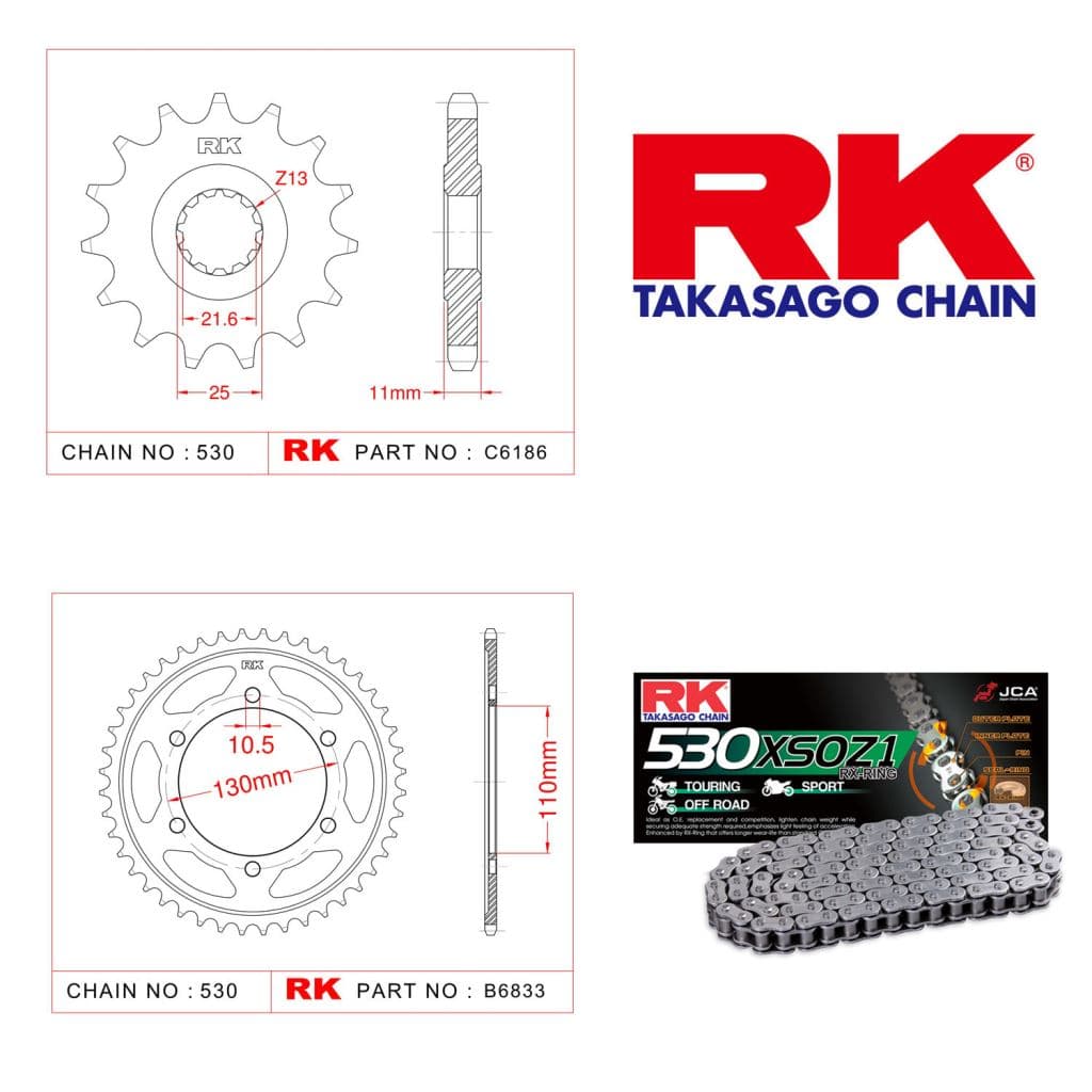 Yamaha YZF-R6 Rk X-ring Zincir Dişli Set 530 XSO-16/48T