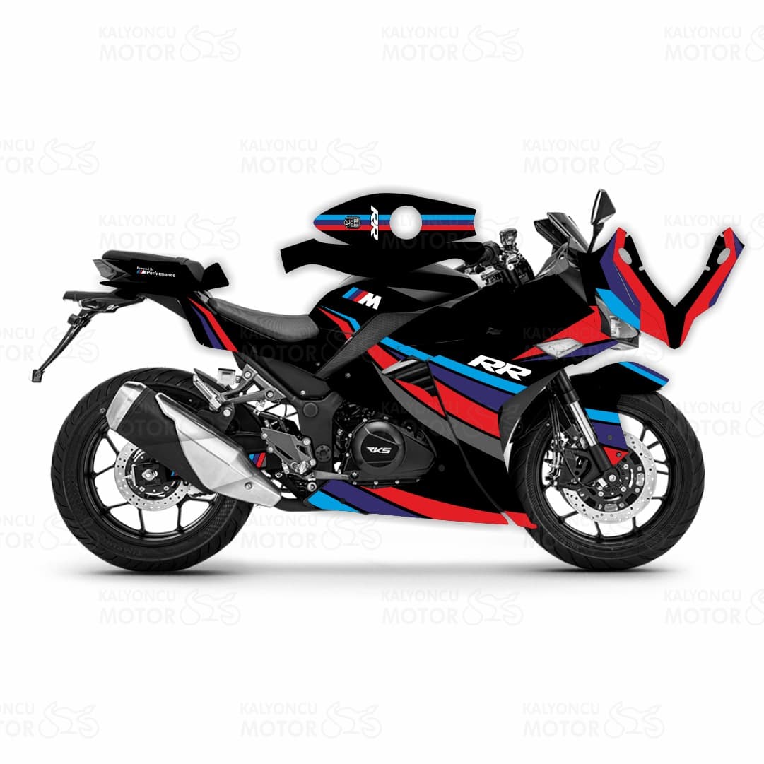 RKS R250 M Power Design Motosiklet Sticker Set Siyah