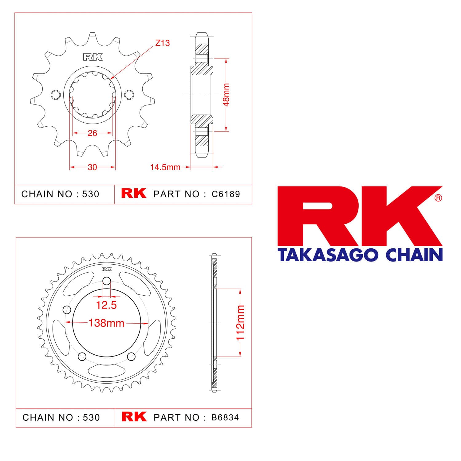 Honda CBR 1100 XX Rk Ön Arka Dişli 530 - 17/44 T - görsel 3