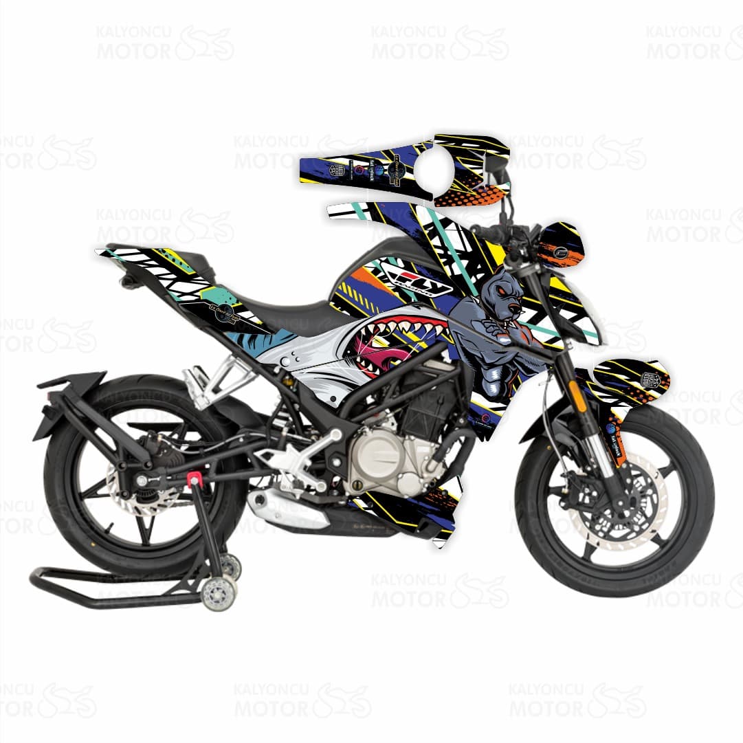 CF Moto NK 250 Sticker Set Shark & Dog Design Renkli