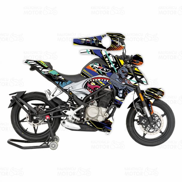 CF Moto NK 250 Sticker Set Shark & Dog Design Renkli