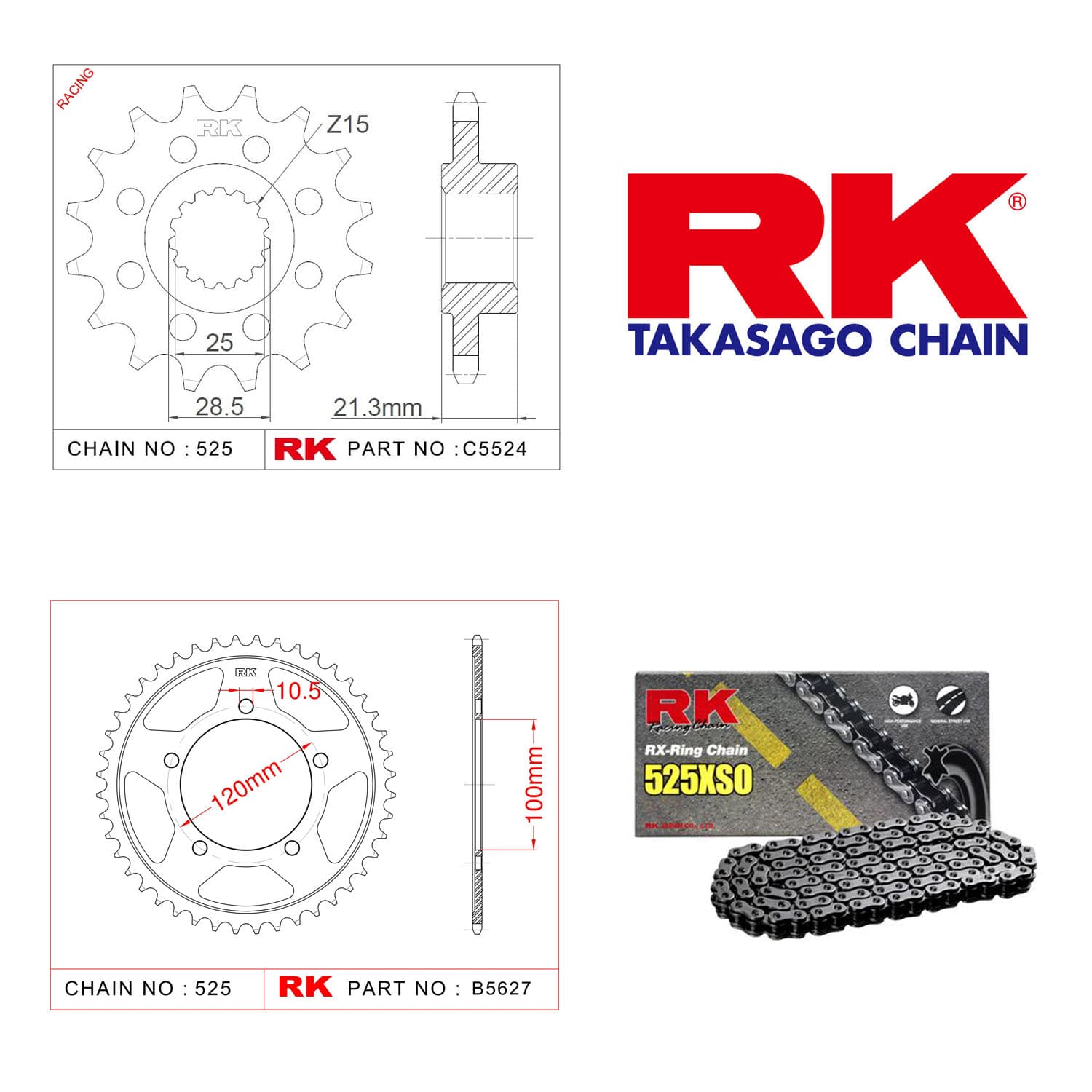 Aprilia ETV 1200 CAPONORD RALLY Rk X-ring Zincir Dişli Set 525 XSO 17/42T - görsel 3