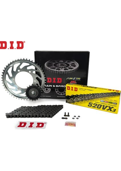 DID Dıd Zincir Dişli Seti Kawasakı Z 800 (800 Cc) (2012-2016) / Zincir : DID-520VX3 (ÇELIK)-114 / Dişli: Jt (15T-45T)