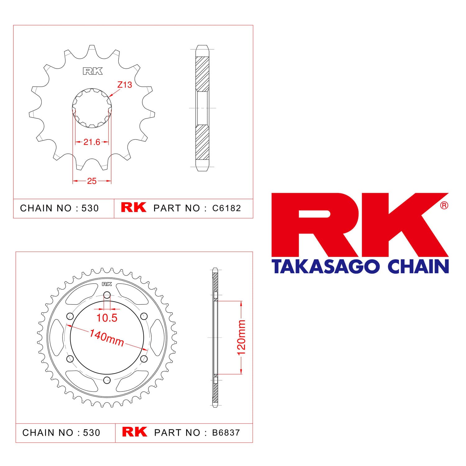 Kawasaki VN 800 CLASSIC Rk Ön Arka Dişli 530 - 17/42 T - görsel 2