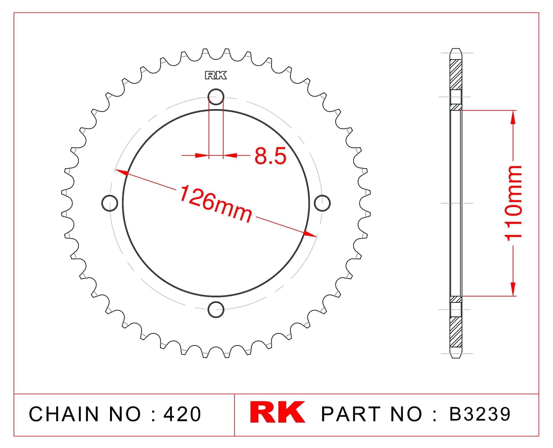 Kawasaki KLX 150 L RK Çelik Arka Dişli B3239-47