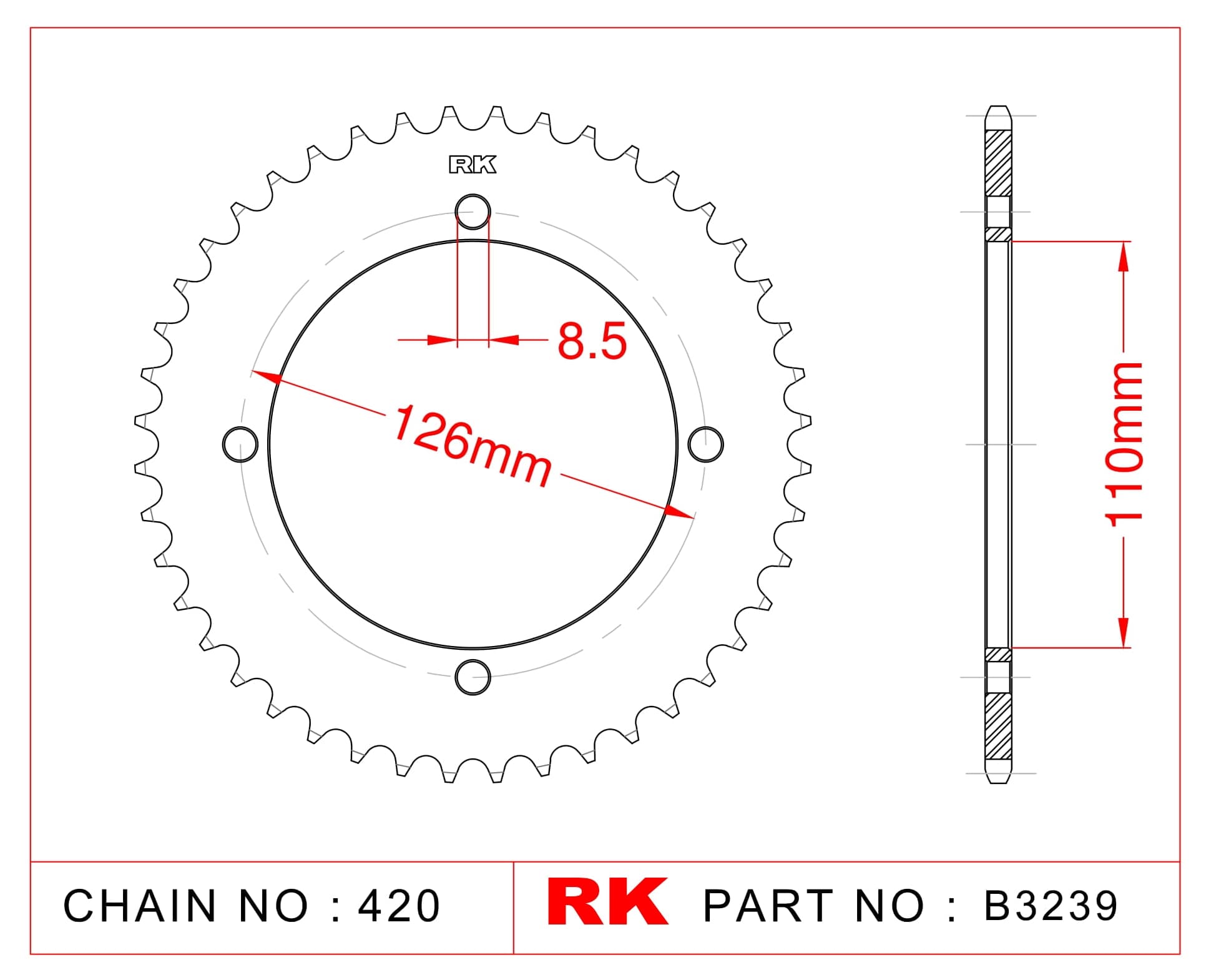 Kawasaki KLX 150 L RK Çelik Arka Dişli B3239-47