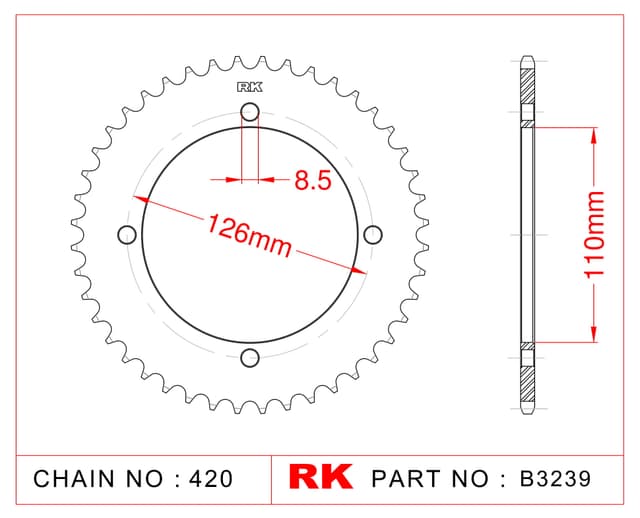Kawasaki KLX 150 L RK Çelik Arka Dişli B3239-47