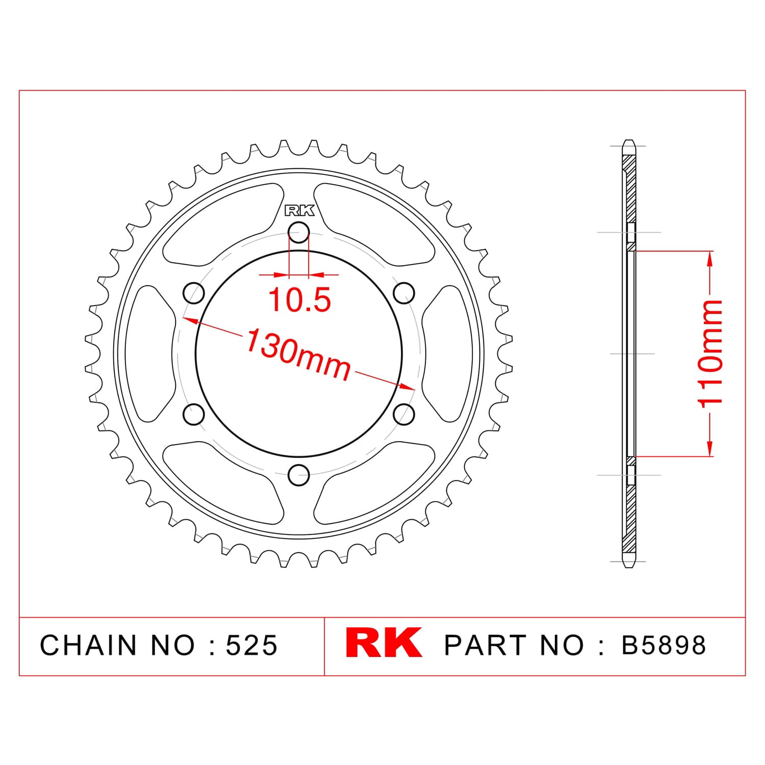 Yamaha YZF-R6 RK Çelik Arka Dişli B5898-45