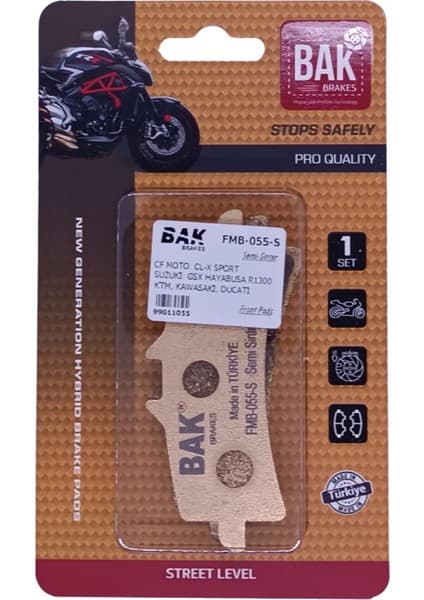 Suzuki Bak Brakes Fmb-055-S Suzuki Gsx-R Hayabusa R1300 Kawasaki Ninja Zx-10Rr. Ducati Panigale V4 S. Ktm 690 Duke R. Ön Fren Balatası Yarı Sinter Kalite