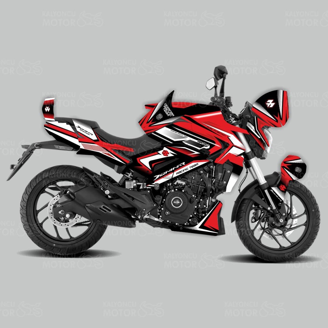 Bajaj Dominar Racing Team Design Kırmızı-Siyah-Beyaz Sticker Set Kaplama