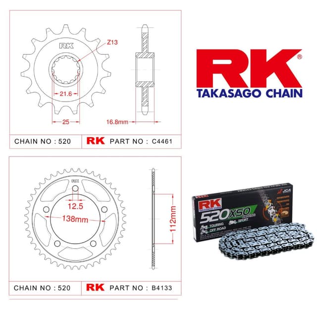 Honda X-ADV Rk Zincir Dişli Set 520 XSO X-Ring 17/38T