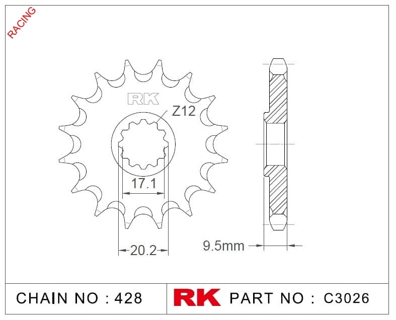 Husqvarna TC 85-KTM ENGINE RK Çelik Ön Dişli Racing C3026-14-7Q