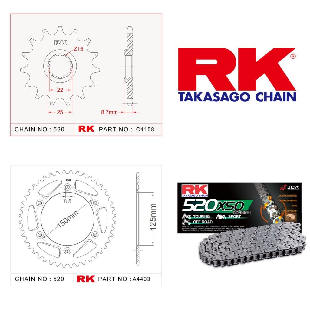 Ktm EXC 400 Rk Off-Road Zincir Dişli Set 520 MXZ 14/50T