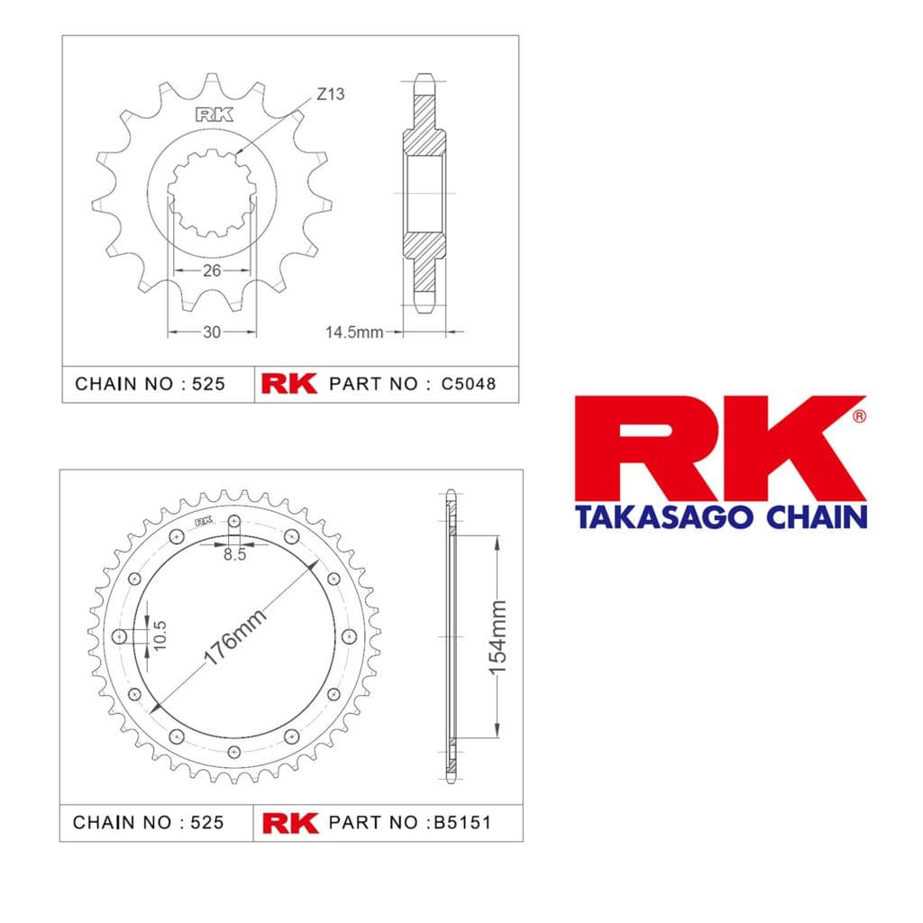 Honda VFR 800 X CROSSRUNNER ABS Rk Ön Arka Dişli 525 - 16/43 T