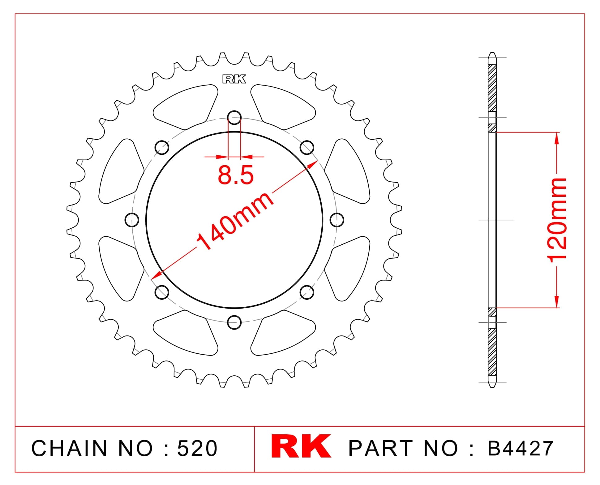 Kawasaki KLE 500 A RK Çelik Arka Dişli B4427-44