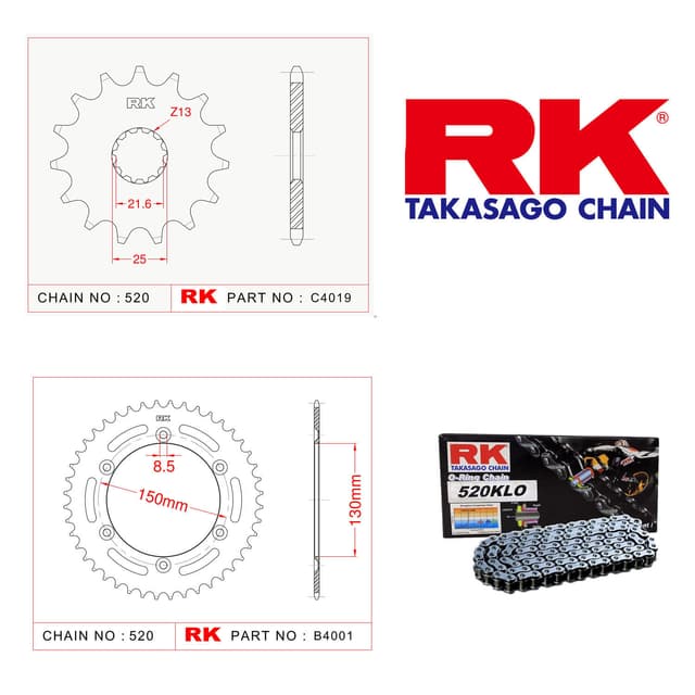 Yamaha WR 450 F Rk Zincir Dişli Set 520 KLO O-Ring 14/50T