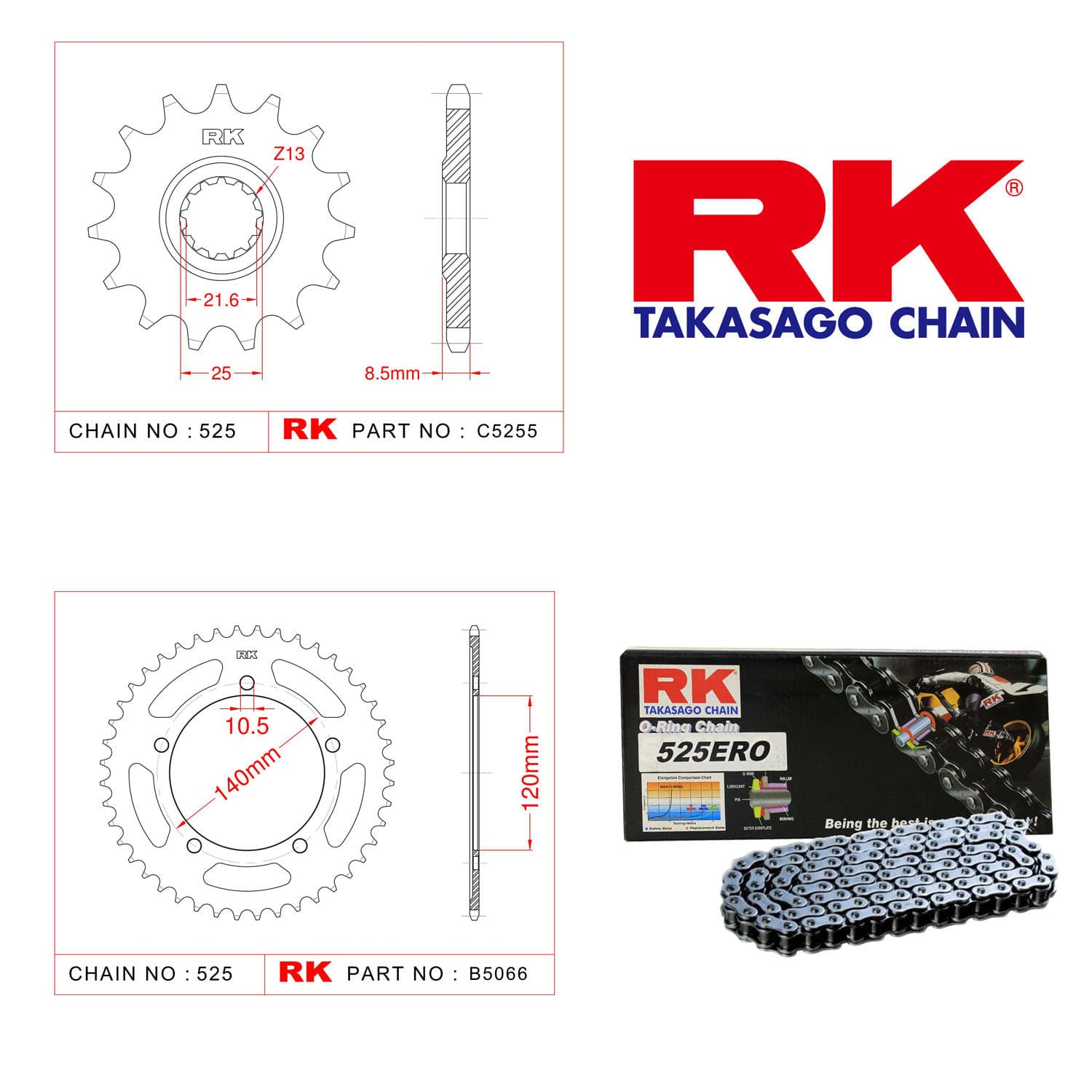 Suzuki GSX-R 1000 Rk Zincir Dişli Set 525 ERO O-Ring 17/42T