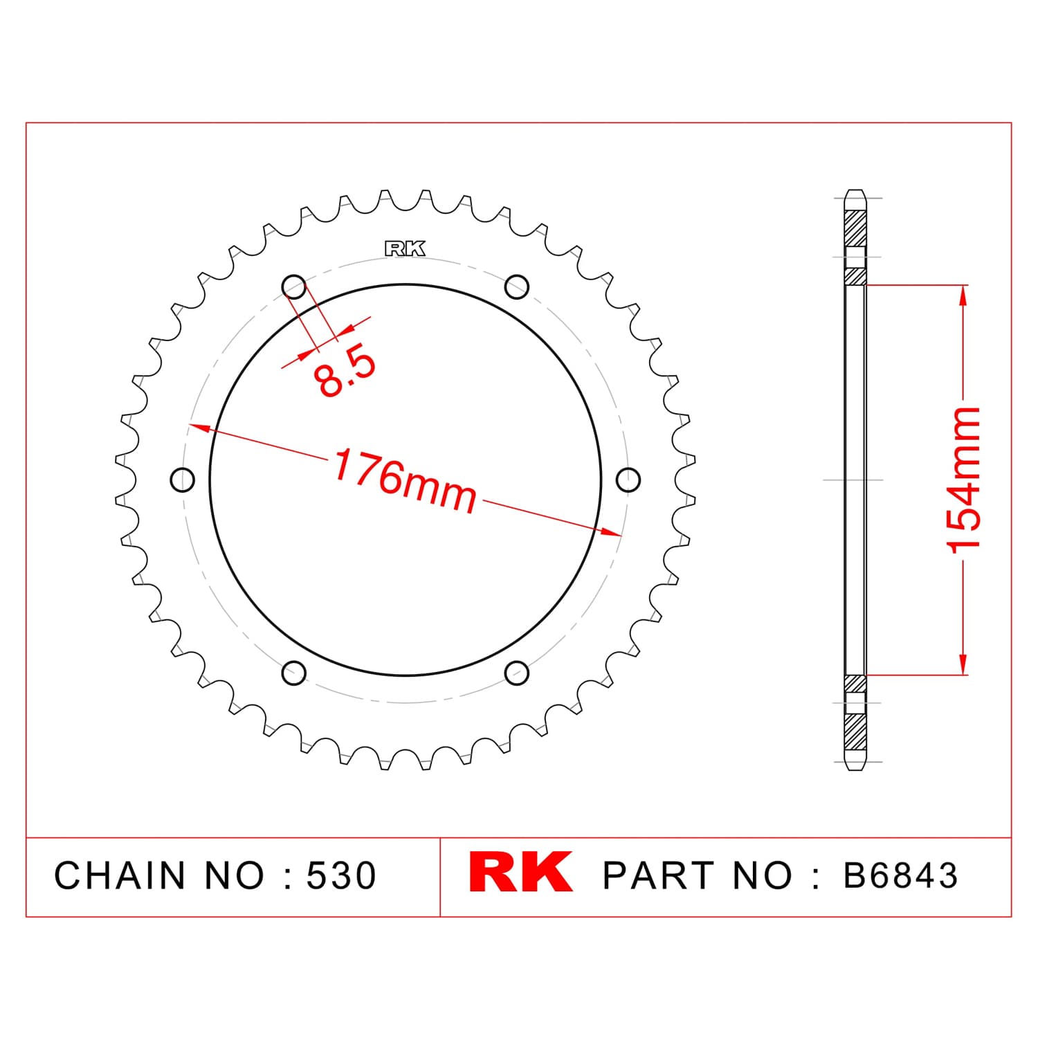 Honda VFR 800  Arka RK Çelik Arka Dişli B6843-43
