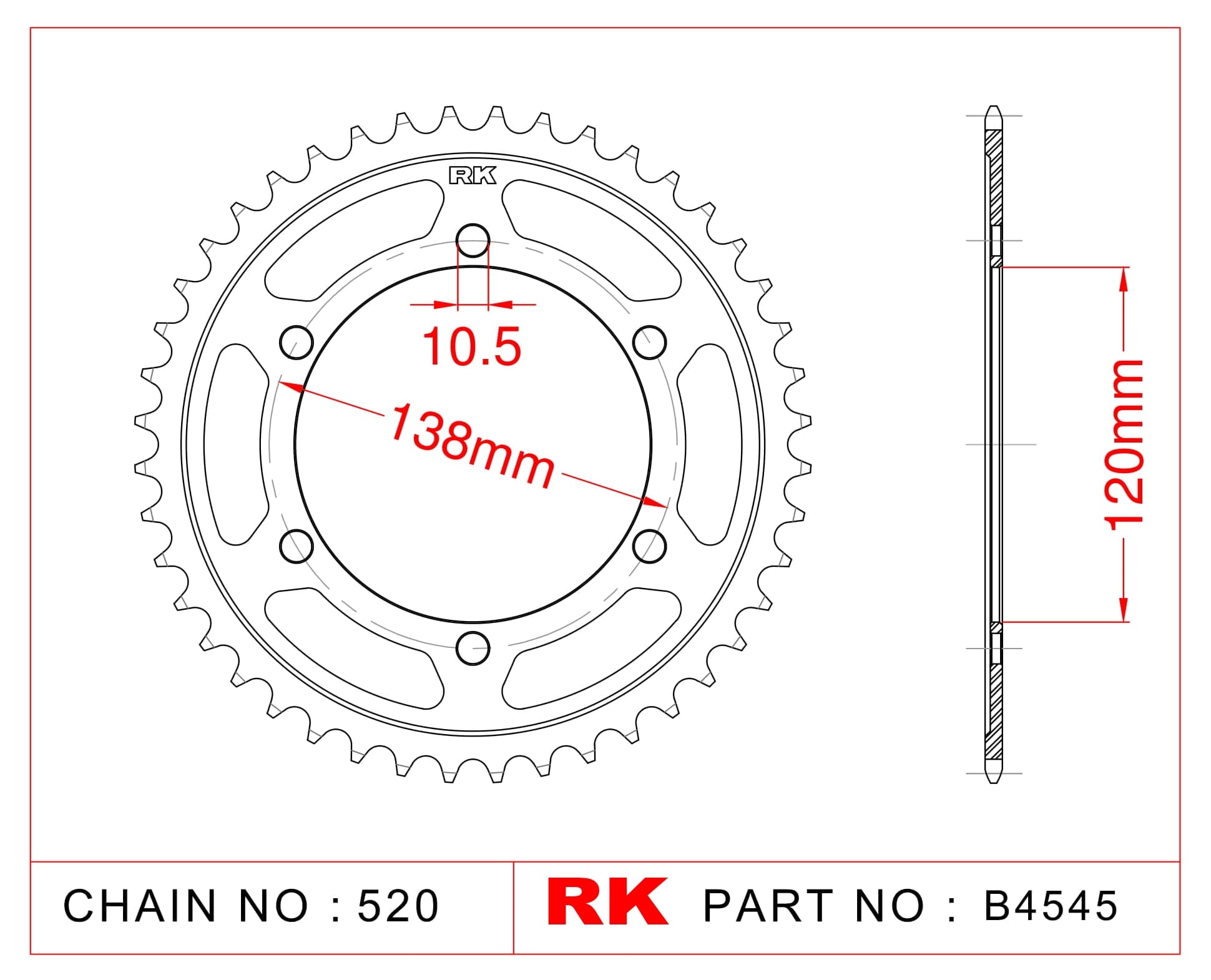 Honda CBR 250 R RK Çelik Arka Dişli B4545-38