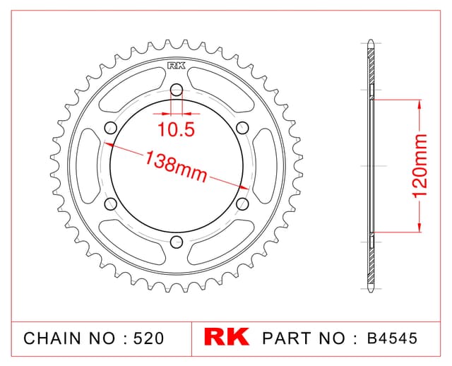 Honda CBR 250 R RK Çelik Arka Dişli B4545-38