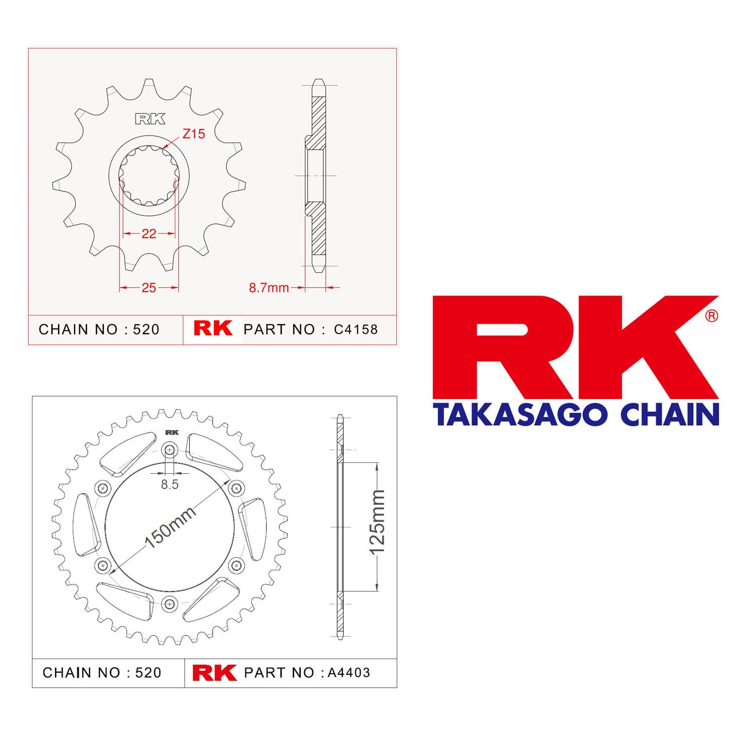 Ktm EXC 250 Rk Ön Arka Dişli 520 - 13/50 T - görsel 2