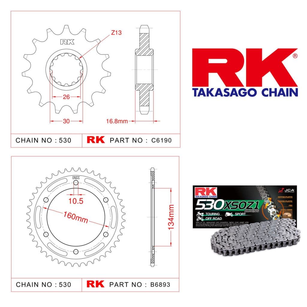 Honda CBR 900 RR Rk X-ring Zincir Dişli Set 530 XSO-16/43T