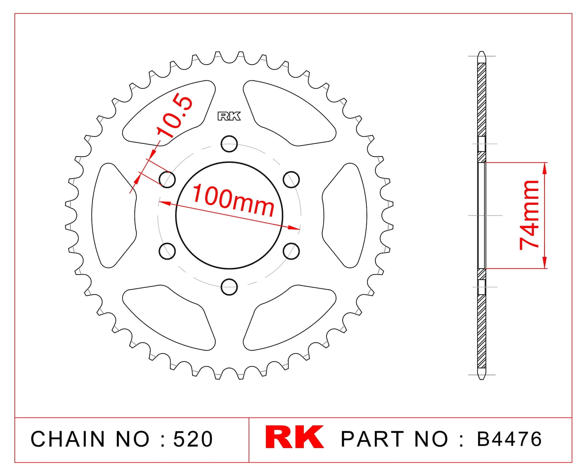 Hyosung GV 250 EFI RK Çelik Arka Dişli B4476-46