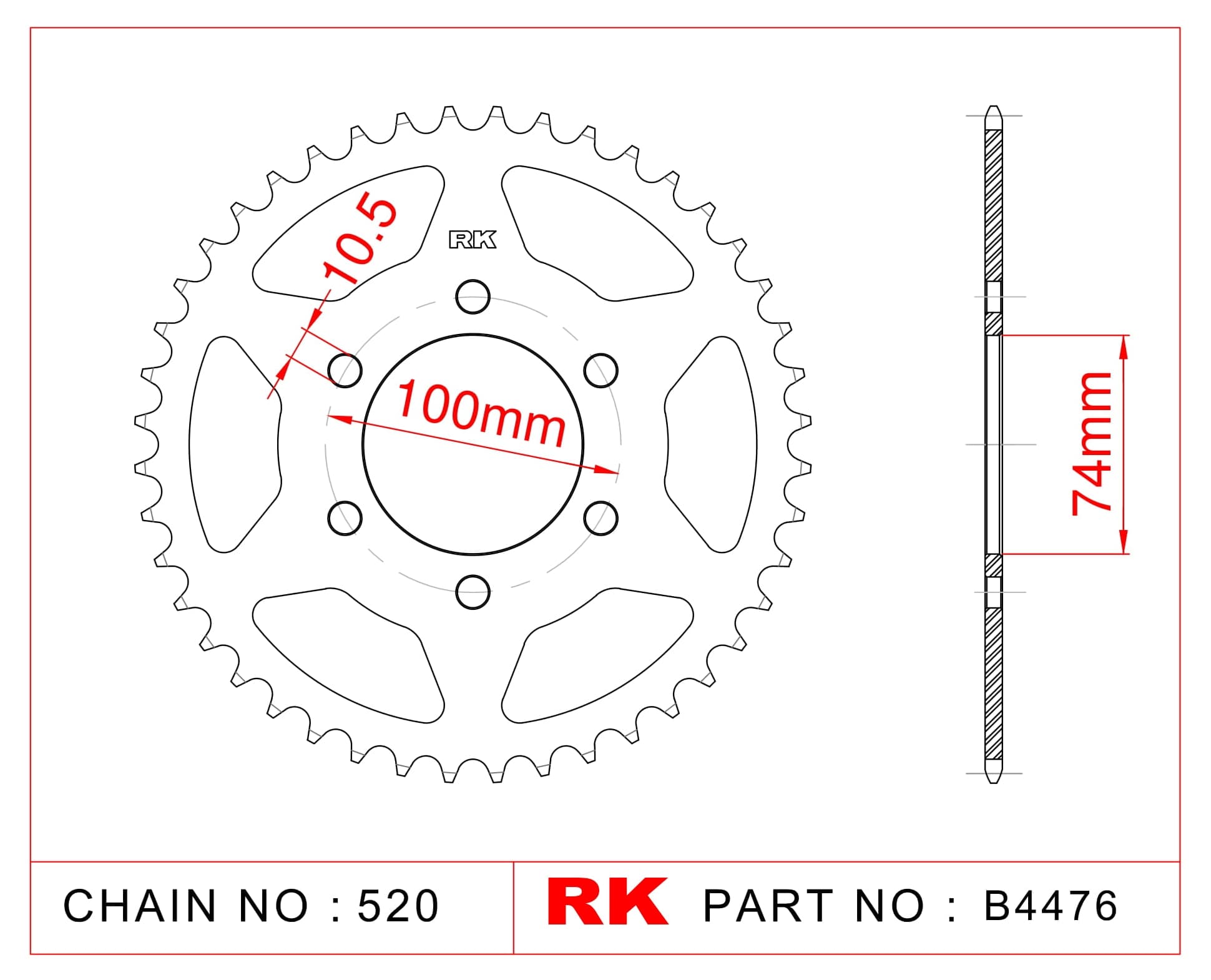 Hyosung GV 250 EFI RK Çelik Arka Dişli B4476-46
