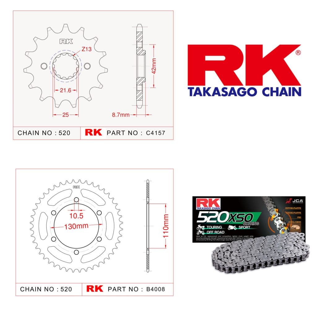 Kawasaki EX 250 R NINJA Rk X-ring Zincir Dişli Set 520 XSO-16/47T