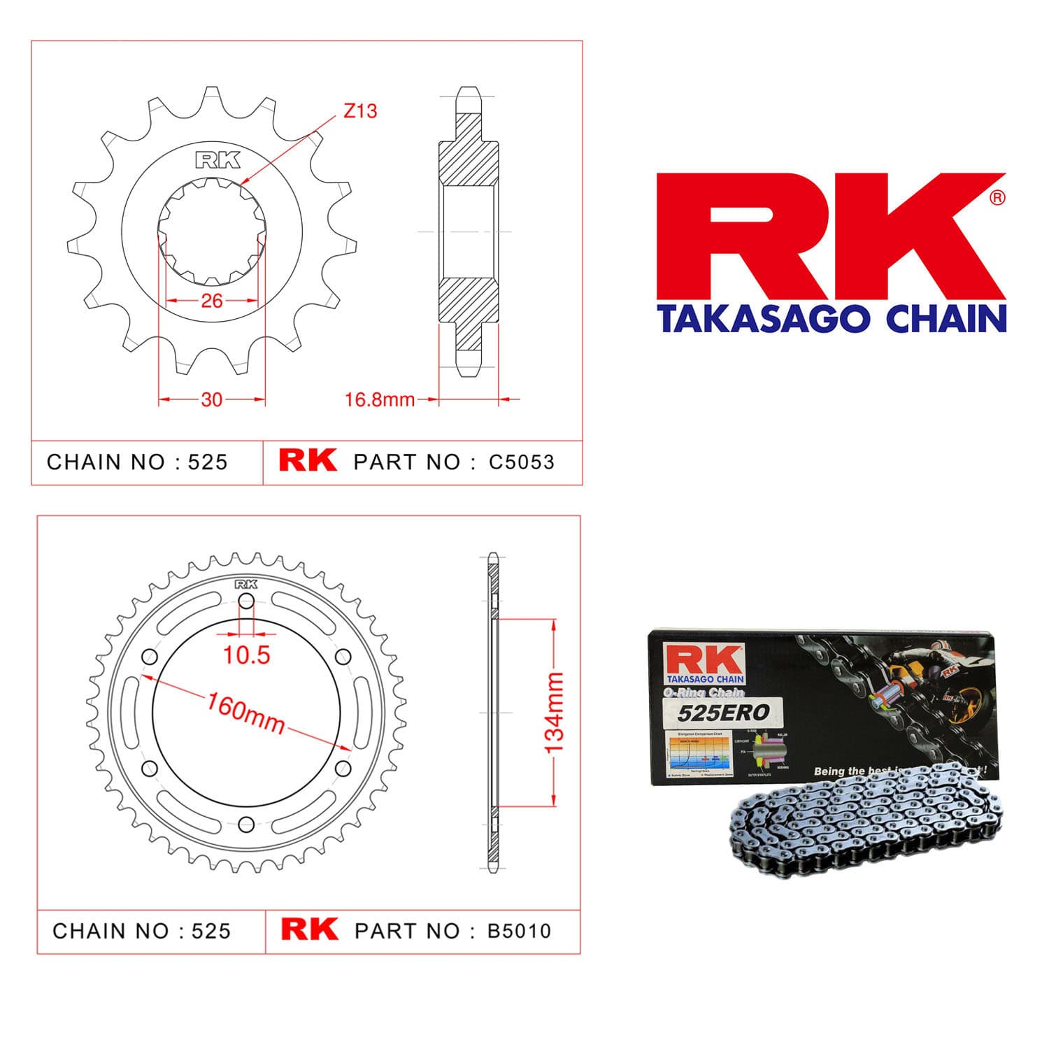 Honda CBR 600 FS Rk Zincir Dişli Set 525 ERO O-Ring 16/46T