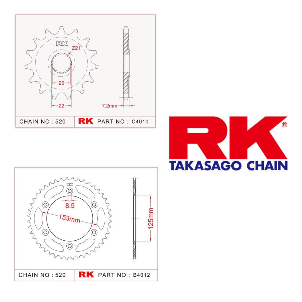 Honda CRF 250 R Rk Ön Arka Dişli 520 - 13/48 T