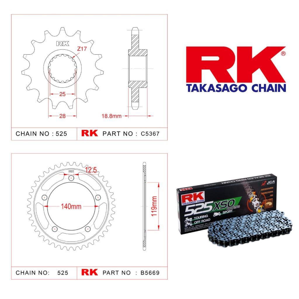 Bmw F 850 GS ADVENTURE Rk Zincir Dişli Set 525 XSO RX-Ring 17/44T